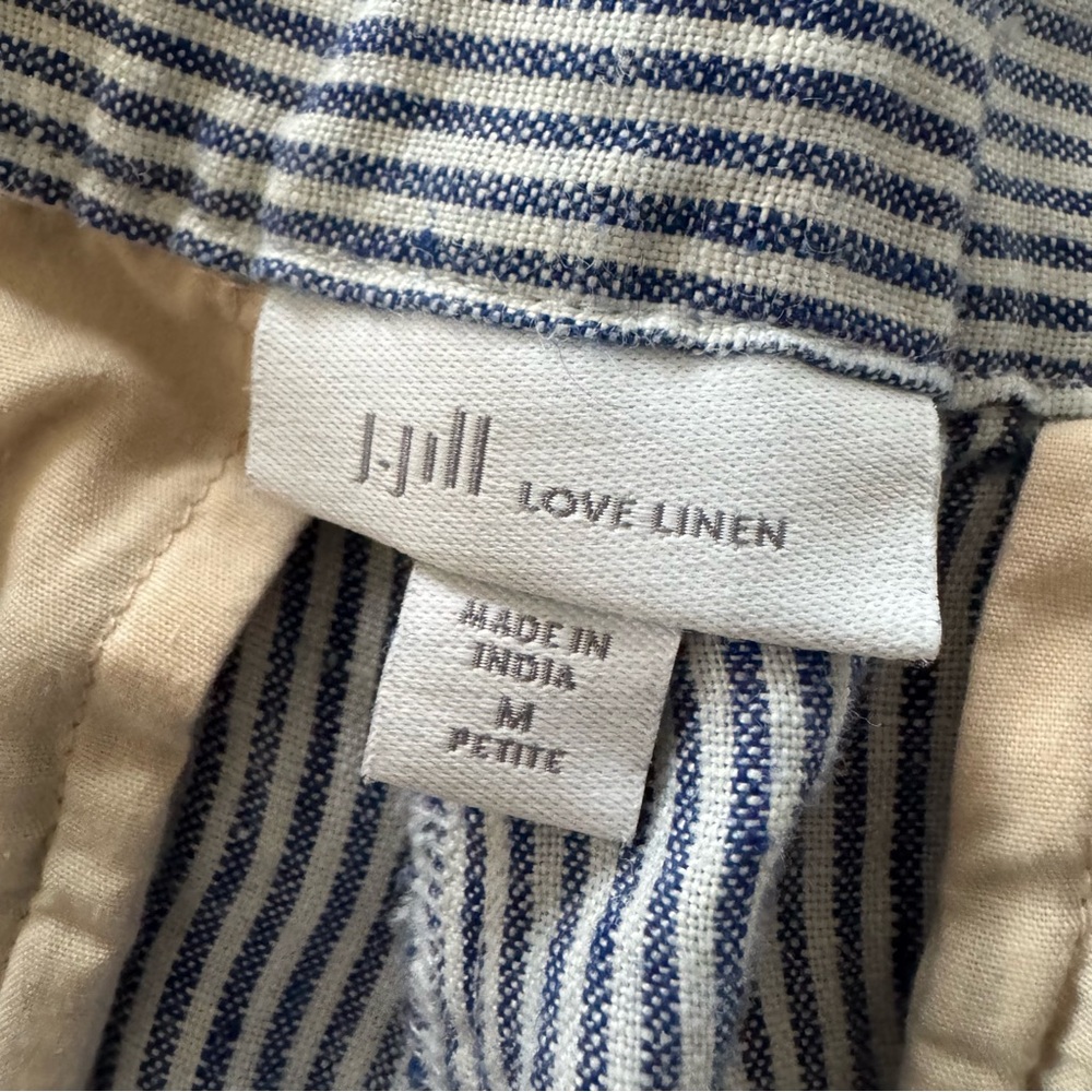 J. Jill 100% linen wide leg pinstripe pants size Medium Petite - Picture 7 of 8